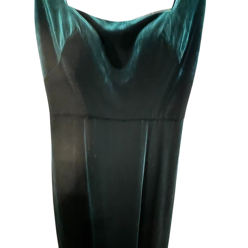Jenny Yoo Green Velvet Maxi Dress Formal Wedding Guest Slip Dress Size 4 - Picture 3 of 10